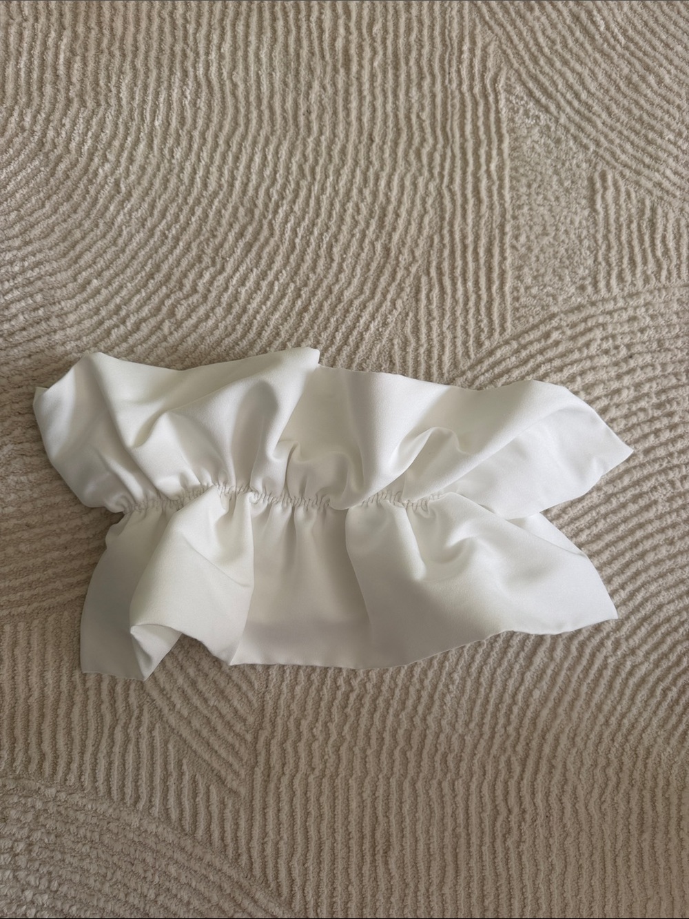 Zara White Ruffle Bandeau Top